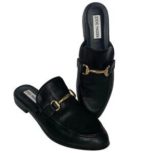 STEVE MADDEN Macrae Leather Bit Mule Slip On Loafer 8 Black Y2K 90s Style Preppy